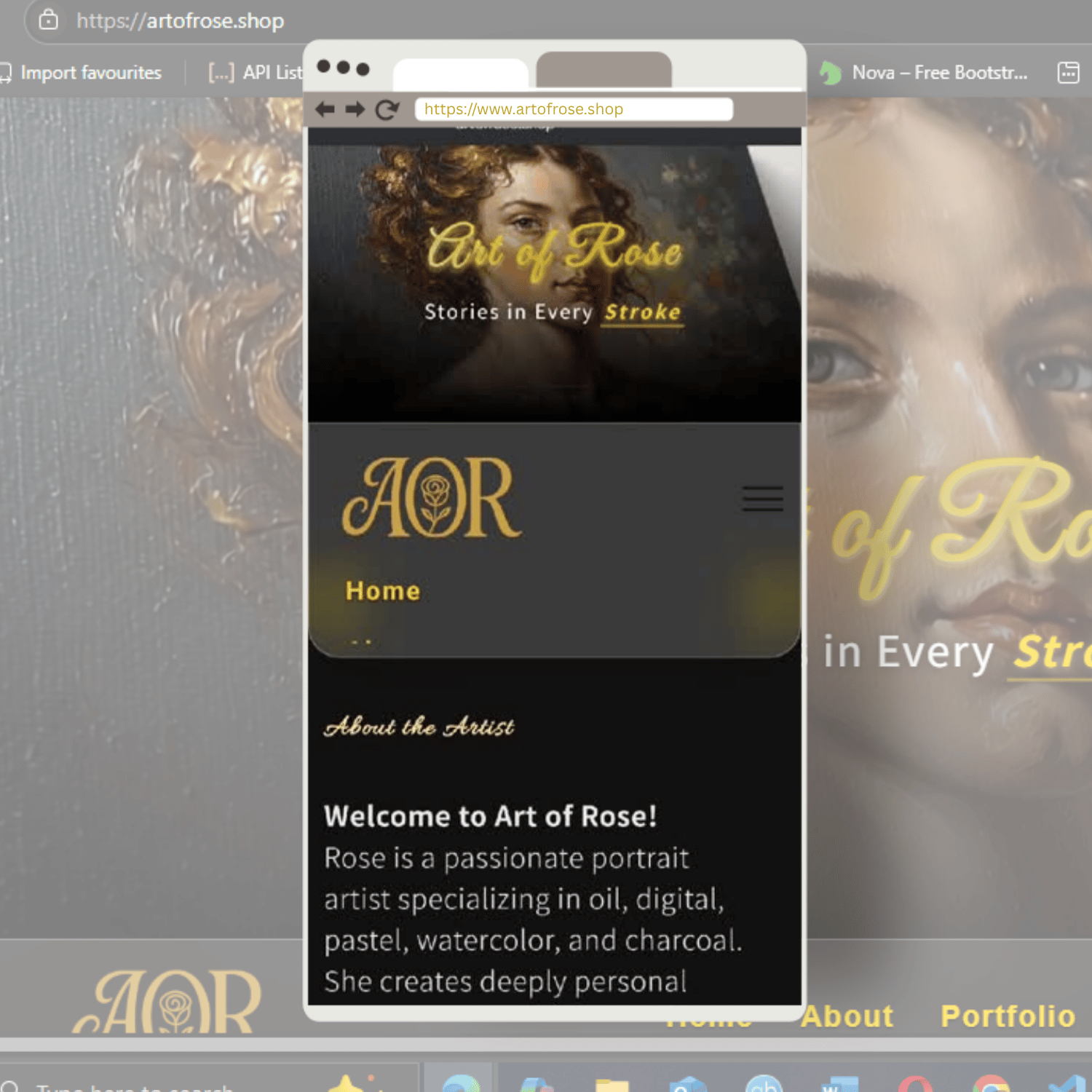 Art of Rose – Artist Portfolio Website on Netlify